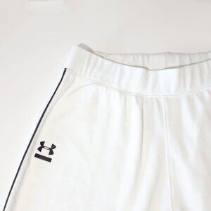 EUC Under Armour white joggers with black silver piping detail, M